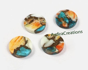 Pierre Ronde En Turquoise Verte Naturelle (AAA) - Dos Plat - Lot 5mm à 15mm