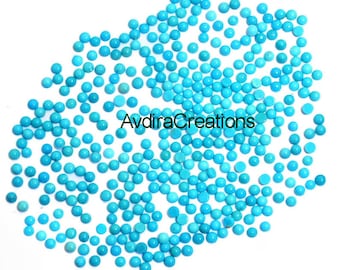 AAA Arizona Turquoise Sleeping Beauty Round Cabochon 1X1MM To 3X3MM Natural Arizona Turquoise Round Cabochon Loose Gemstone Wholesale Lot
