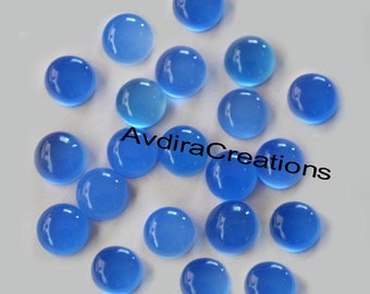 AAA Blue Chalcedony Round Cabochon Tamaño 3X3MM A 20X20MM Natural Blue Chalcedony Redondo Flat back Cabochon Loose Gemstone Wholesale Lot