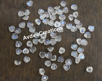 AAA Rainbow Moonstone Heart Shape Cabochon Size 3X3MM To 15X15MM Natural Rainbow Moonstone Heart Cabochon Loose Gemstone Making Jewellery