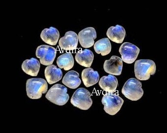 AAA Blue Fire Rainbow Moonstone Heart’s shape Cabochon Size 3X3MM To 20X20MM Natural Rainbow Moonstone Heart shape Cabochon loose Gemstone