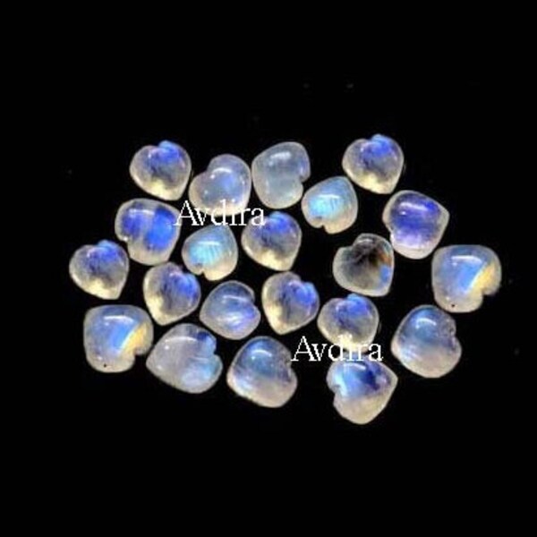 AAA Blue Fire Rainbow Moonstone Heart’s shape Cabochon Size 3X3MM To 20X20MM Natural Rainbow Moonstone Heart shape Cabochon loose Gemstone
