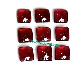 AAA Red Garnet Square Cabochon 3X3MM To 10X10MM Natural Red Garnet Square Flat back Cabochon Loose Gemstone Jewelry Making Wholesale Lot