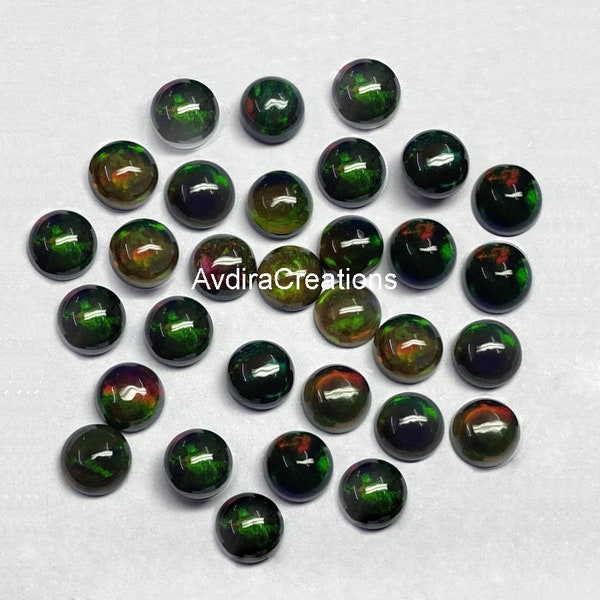 AAA Black Opal Round Cabochon 2X2MM To 10X10MM Natural Black Opal Round Cabochon Calibrated Loose Gemstone Jewelry Making Wholesale Lot