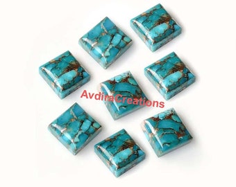 AAA Blue copper Mohave Turquoise Square Cabochon Natural 3mm To 18mm Natural Blue Copper Turquoise Square Cabochon Calibrated Loose Gemstone