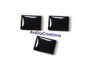 AAA Black Onyx Rectangle Cabochon 3X5mm To 20X30mm Natural Black Onyx Rectangle Cabochon flat back calibrated Bezel Setting loose Gemstone