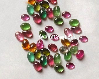 AAA Multi Tourmaline Oval Cabochon 3 x 5 MM Do 8 x 10 MM Naturalny MultiColor Tourmaline Oval Cabochon Flatback Luźny Kamień Szlachetny Hurtowa Partia