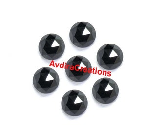 AAA Black Onyx Round Rose Cut Tamaño 2x2mm a 20x20mm Natural Black Onyx Round Rose Cut Flat Back Calibrated Loose Gemstone Fabricación de joyas