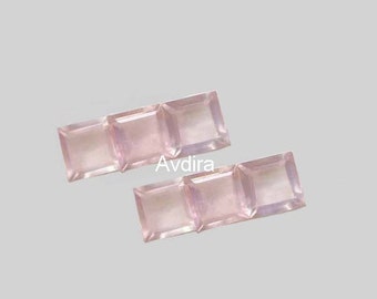Natural AAA Rose Quartz Square Cut faceted 3X3MM To 15X15MM Rose Quartz Square Faceted Cut Semi Precious loose Gemstone For Jewelry Making
