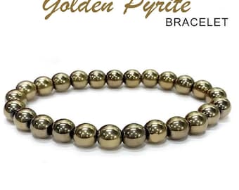 Natural Pyrite Bracelet - Pyrite Bracelet Stretch Fit – Size 6MM-8MM-10MM Pyrite Stone Dainty Bracelet Chakra Gift