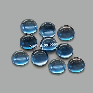 Natural London Blue Topaz Round Cabochon 2X2MM To 9X9MM AAA London Topaz Round Flatback Cabochon Jewelry Making Loose Gemstone Wholesale Lot