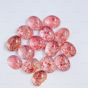 Natural AAA Strawberry Quartz Oval Cabochon 4x6mm To 20x30mm Strawberry Quartz Flat back Cabochon Loose Gemstone For Jewelry Making