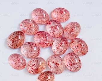 Natural AAA Strawberry Quartz Oval Cabochon 4x6mm To 20x30mm Strawberry Quartz Flat back Cabochon Loose Gemstone For Jewelry Making