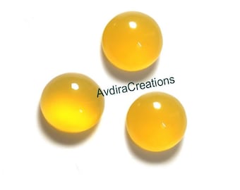 AAA Natural Mango Chalcedony Round Balls Cabochon Size 3X3MM To 11X11MM Yellow Chalcedony Round Balls Loose Gemstone jewelry Making