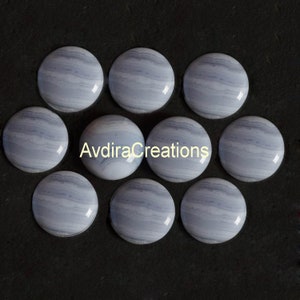 AAA Blue Lace Agate Round Cabochon 3X3MM To 20X20MM Natural Blue Lace Agate Round Flat Back Cabochon Calibrated Loose Gemstone Wholesale Lot
