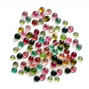 AAA Multi Tourmaline Round Cabochon 2MM To 6MM Natural MultiColor Tourmaline Round Flatback Cabochon Loose Gemstone Jewelry Making Wholesale