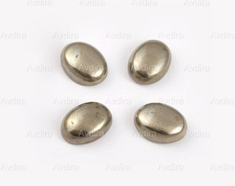 Natural Golden Pyrite Oval Cabochon 4X6MM To 20X30MM AAA Golden Pyrite Oval Cabochon Flat Back Calibratedsize loose gemstone Jewelry Making