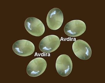 AAA Green Prehnite Oval Cabochon, Calibrated Loose Gemstone (4x6mm to 20x30mm)