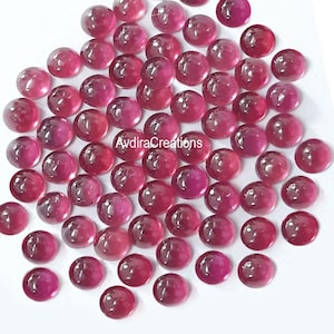 AAA Natural Ruby Round Cabochon Size 2MM-2.50MM-3MM-4MM Ruby GF Round Flatback Cabochon Loose Gemstone Jewelry Making Wholesale Lot