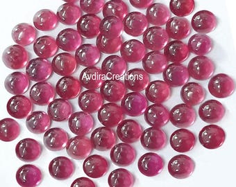 Cabujón redondo de rubí natural AAA, tamaño 2 mm, 2,50 mm, 3 mm y 4 mm, rubí GF, cabujón redondo plano, piedras preciosas sueltas, fabricación de joyas, lote al por mayor