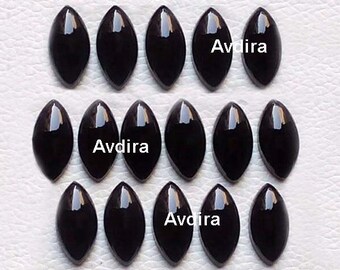 ブラックオニキス マーキス カボション、キャリブレーション済み宝石ロット (4 x 8 MM-15 x 30 MM)