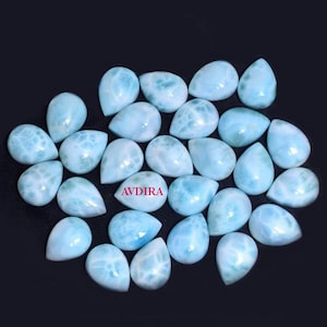 Natural Larimar Pear Cabochon 4X6MM-15X20MM AAA Larimar Pear flat back Cabochon Calibrated sizes loose Gemstone Making Jewellery Wholesale