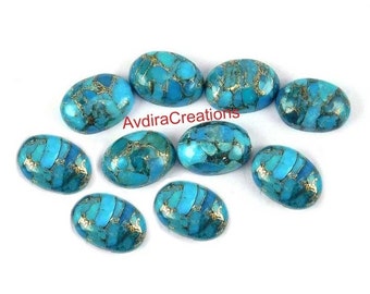 AAA Azul Cobre Turquesa Cabujón Ovalado Natural 3x5mm A 20x30mm Azul Natural Cobre Turquesa Cabujón Ovalado Tamaño Calibrado Piedra Preciosa Suelta