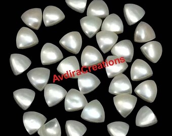 AAA FreshWater White Pearl Trillion Cabochon Size 3mm To 10mm Natural FreshWater Pearl Trillion Cabochon Calibrated loose Gemstone Wholesale
