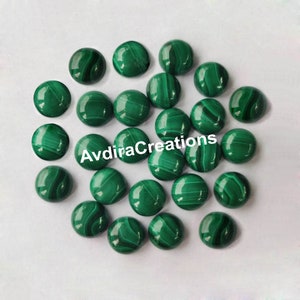 AAA Malachite Round Cabochon Size 3X3MM To 15X15MM Natural Malachite Round Flat Back Cabochon Loose Gemstone Wholesale Lot