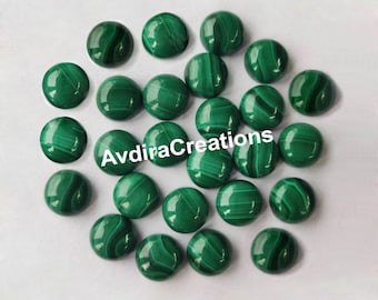 AAA Malachite Round Cabochon Size 3X3MM To 15X15MM Natural Malachite Round Flat Back Cabochon Loose Gemstone Wholesale Lot