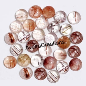 Cabujón redondo de cuarzo rutilo de cobre Natural AAA, tamaño 2X2MM a 15X15MM, cuarzo rutilado de cobre, piedras preciosas sueltas semipreciosas, lote al por mayor