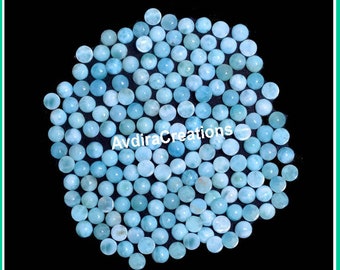 AAA+ Larimar Round Cabochon Size 3X3MM To 15X15MM Natural Larimar Round Flat back Cabochon Calibrated Size Loose Gemstone Wholesale Lot