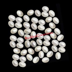 AAA Fresh Water White Pearl Oval Cabochon 3X5mm To 9X11mm Natural Fresh WaterPearl Oval Cabochon Calibrated loose Gemstone Wholesale Lot