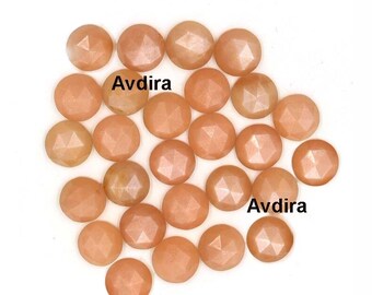 AAA Peach Moonstone Round Rose Cut Size 3x3mm To 15x15mm Natural Peach Moonstone Round Rose Cut FlatBack Calibrated loose Gemstone wholesale