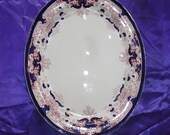 Antique Victorian Earthenware Meat Plate Or Dish By Booths. Imari Type Colours.