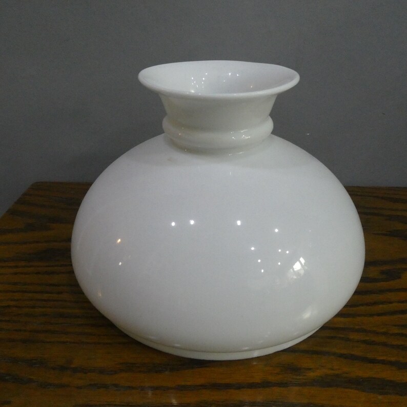 Antique Vintage White Opal Milk Glass Dome Oil Lamp Shade