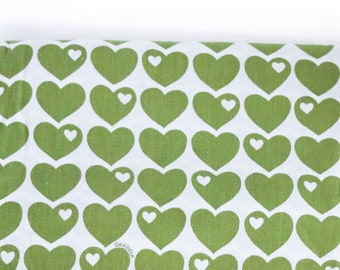 Vintage fabric 50 x 100 cm sold by the meter vintage fabric children's fabric hearts green Graziela Preiser cushion patchwork 70s 70s 1970s 60s 60s