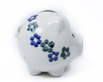 Vintage Money Box Piggy Bank Ceramic Collector Handmade Handmade Glazed 70s 60s Souvenir Floral Storage Money Coins Save Box