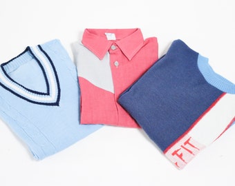 3er Set Pullover DDR 70er Kinder Hemd 98 / 104 Kinderbluse blau Kinderhemd Vintage 70s Sweater Shirt Boys