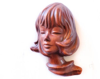 Wall mask 50s 60s mid century woman's head head mask mural decoration ceramic woman head girl young lady RS Cortendorf