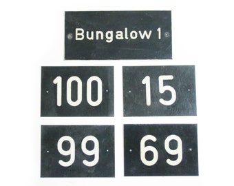 Vintage Signs Set of 5 Bungalow Numbers 50s 60s Decorative Sign DDR Loft Decoration GDR Sign BLACK WHITE Nostalgia Warning Sign