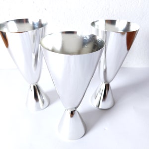 3x DDR Eisbecher Sonnau silber Vintage 70er Becher Kelch Becher mid century space age Eiskaffeebecher Cocktailbecher Bild 1