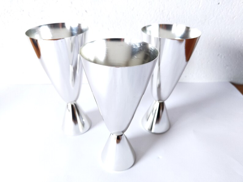 3x GDR ice cream sundae Sonnau silver vintage 70s cup goblet mid century space age iced coffee cup cocktail cup image 1