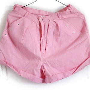 Short Vintage DDR Shorts 90s XS Pink 90s Pink Summer Pants 100% Coton Taille Haute Mom Style image 1