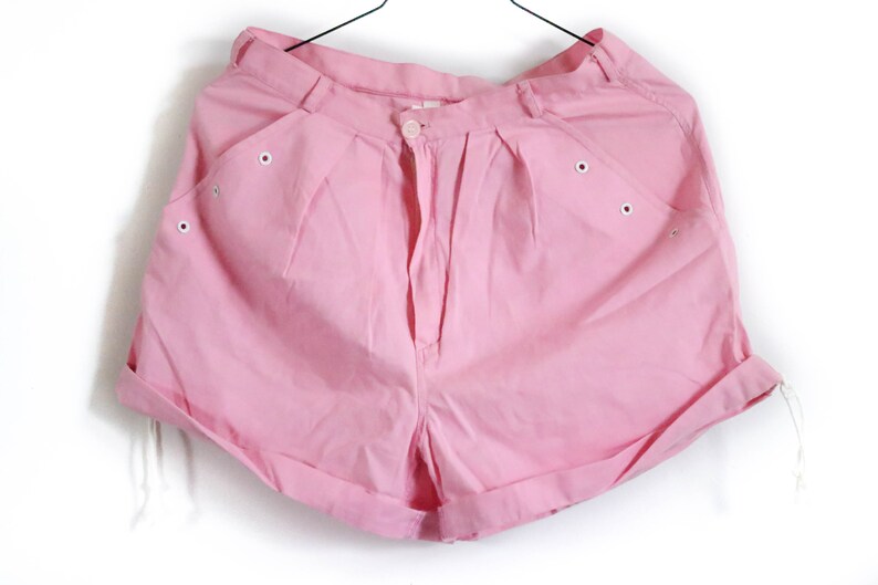 Short Vintage DDR Shorts 90s XS Pink 90s Pink Summer Pants 100% Coton Taille Haute Mom Style image 1