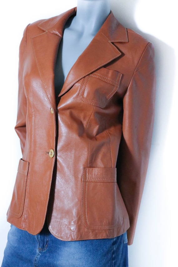 Vintage leather jacket 38/S 70s leather jacket bla