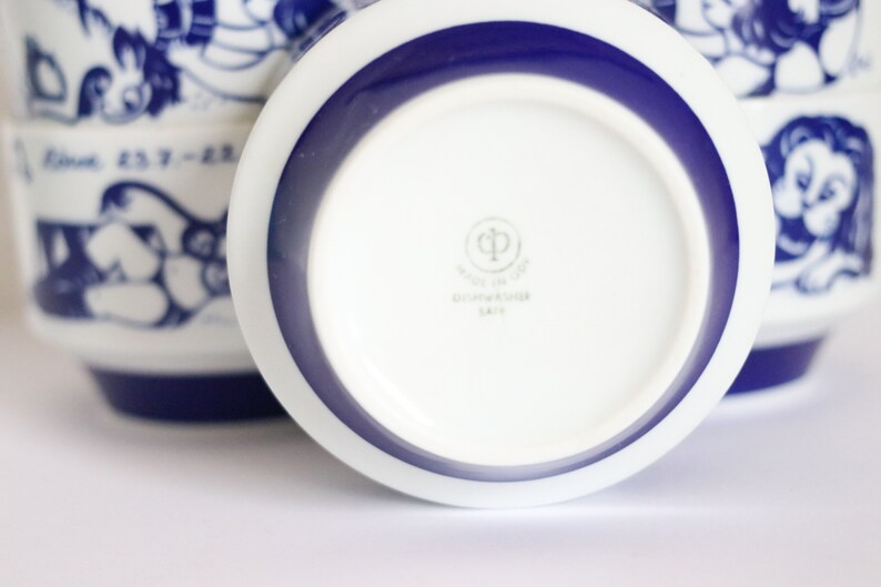 Vintage Bowls 5 Pcs GDR Zodiac Sign Lion Capricorn Maritim soup Bowls porcelain blue Bowl 80S 70s Bowls Salad bowls set