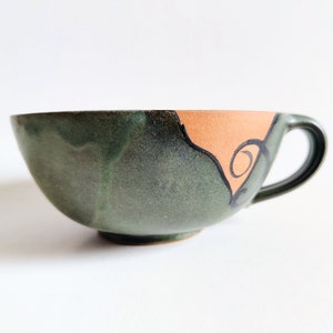 XL vintage earthenware latte cup large cup 70s speckled cup ceramic retro tea cup kitchen pottery latte cup image 1