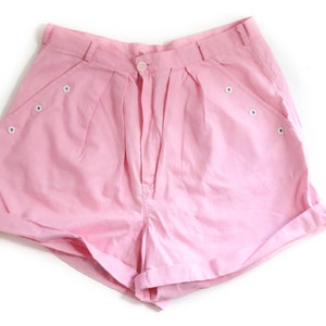 Short Vintage DDR Shorts 90s XS Pink 90s Pink Summer Pants 100% Coton Taille Haute Mom Style image 2