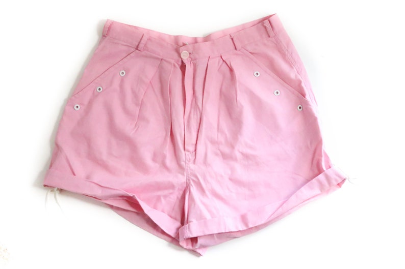 Short Vintage DDR Shorts 90s XS Pink 90s Pink Summer Pants 100% Coton Taille Haute Mom Style image 2